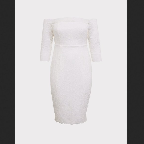 Torrid ivory lace off the shoulder bodycon wedding dress, Plus size 22 - Picture 5 of 6